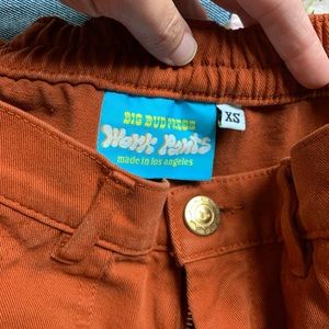 XS Big Bud Press burnt terracotta work pants
